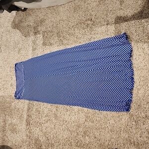 Blue & white striped maxi skirt